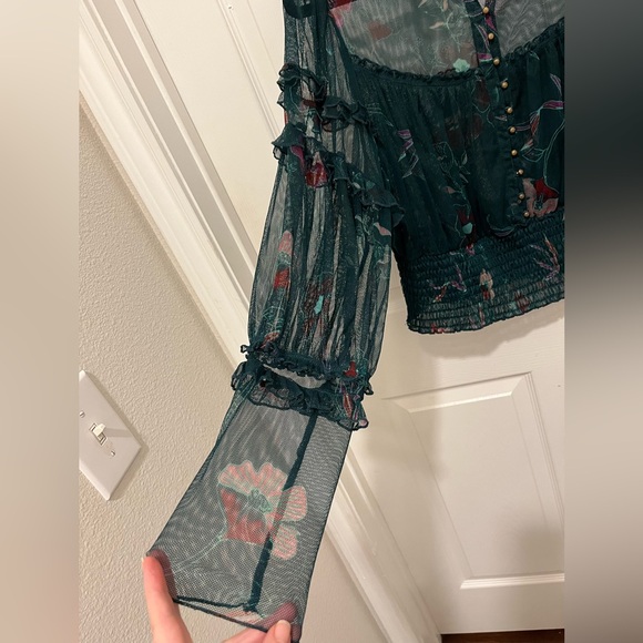 Free People Twyla Emerald Green Crop Top Size XL - Picture 3 of 9